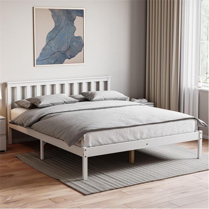 Lassic Unisex White Vida Designs Milan King Size Wooden Bed, Low Foot