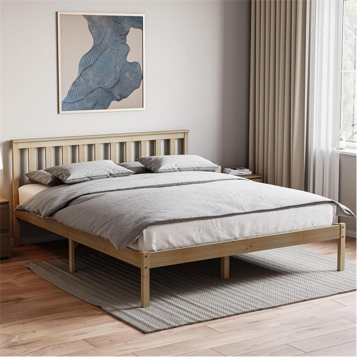 Lassic Unisex Beige Vida Designs Milan King Size Wooden Bed, Low Foot