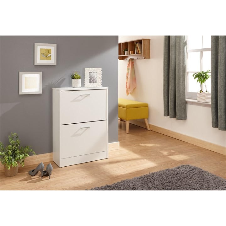 Gfw Unisex White Stirling Two Tier Shoe Cabinet