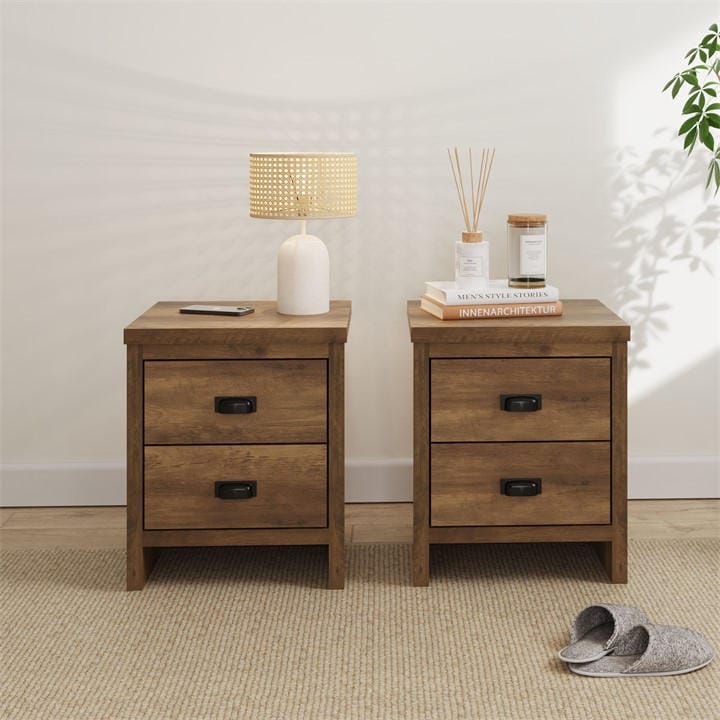 Gfw Unisex Neutral Boston 2 Drawer Bedside Table Pair
