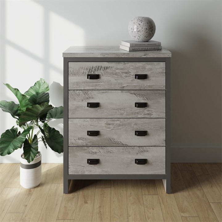 Gfw Unisex Grey Boston 4 Drawer Chest Of Drawers