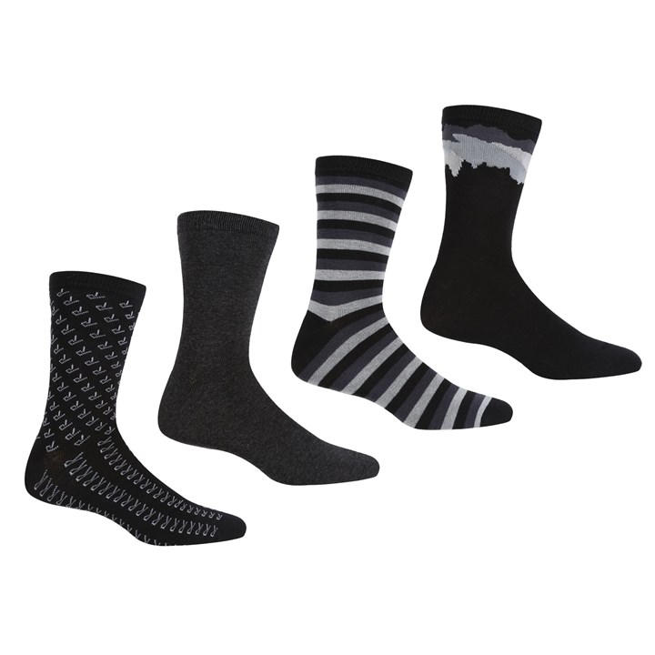 Regatta Men's Black 4 Pack Lifestyle Socks Size 6