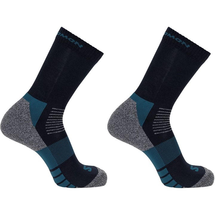 Black/Blue - Salomon - Merino Crew 2 Pack Walking Socks Mens