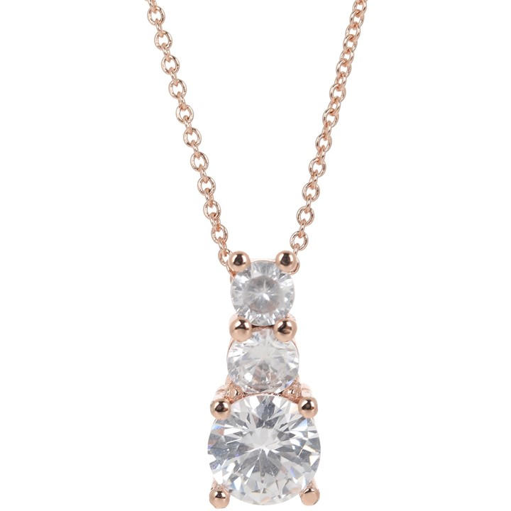 Espree Unisex Silver Fashion Rose Gold Triple Cz Pendant