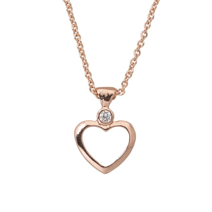 Espree Unisex Red Fashion Rose Gold Cz Open Heart