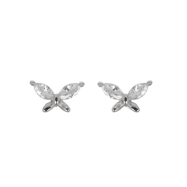 Espree Unisex Silver Fashion Cz Butterfly Earrings