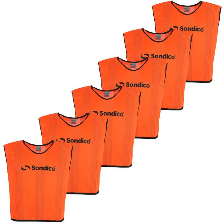Sondico Unisex Orange 6 Pack Mesh Hi Viz Training Bibs Medium
