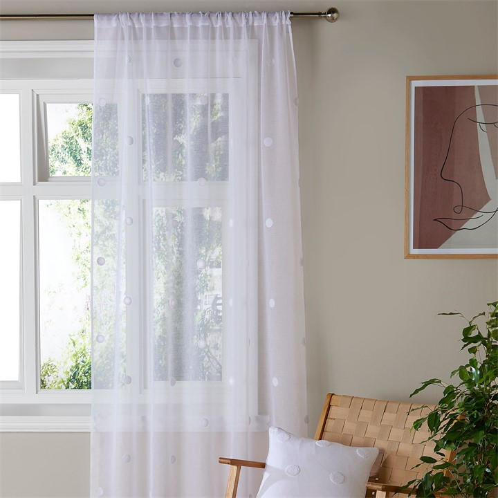 Appletree Unisex White Zara Polka Dot Voile Panel In 55X90in