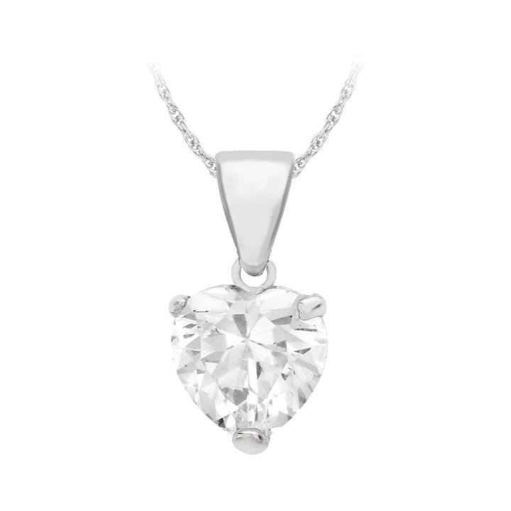Be You Women's Silver Sterling Cz Heart Necklace