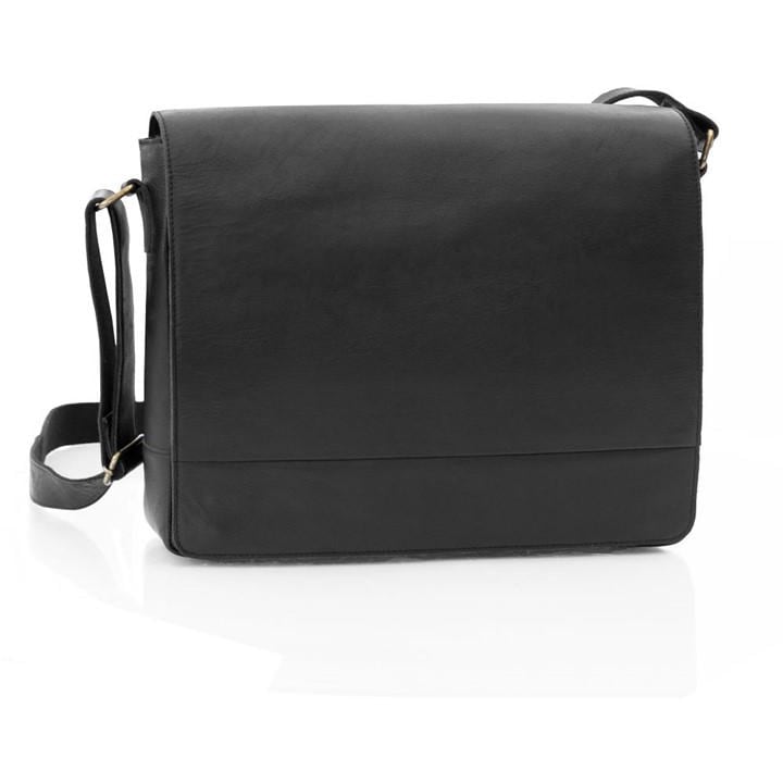 PRIMEHIDE LEATHER ICA LARGE BLACK LEATHER MESSENGER BAG