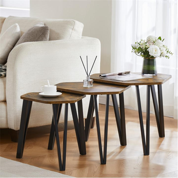 Lassic Unisex Brown Vida Designs Brooklyn Nest Of 3 Tables