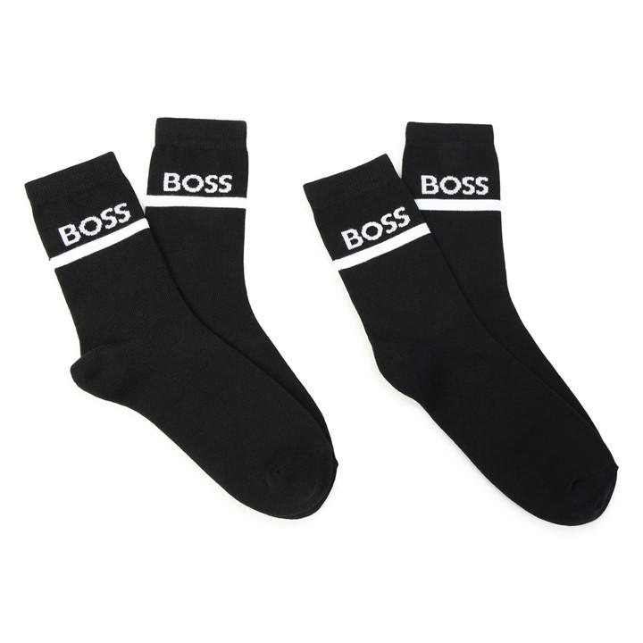Boss Boys Black Logo Print Socks Junior Size 11