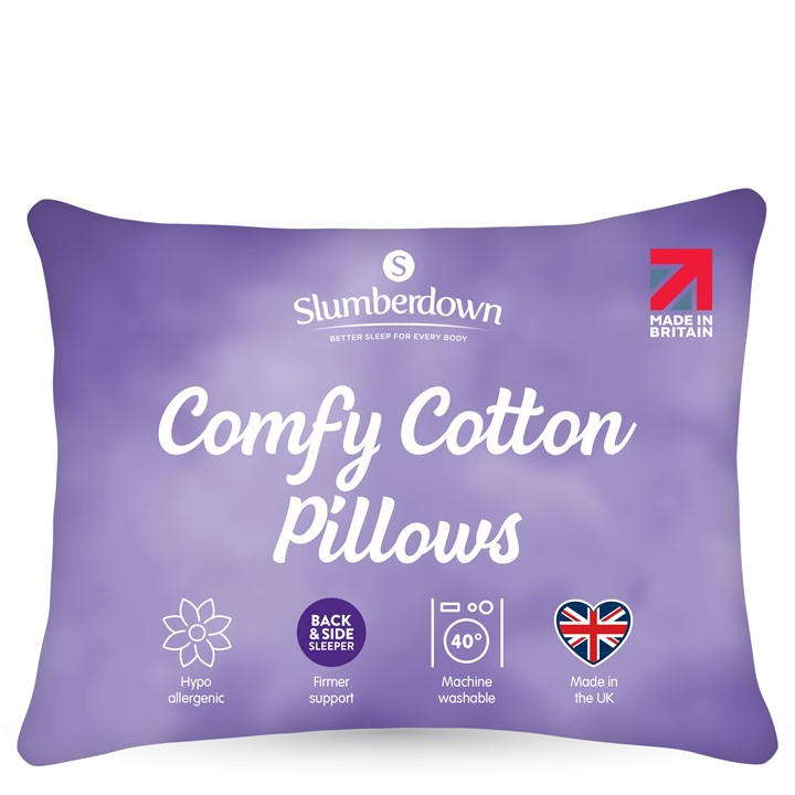 Slumberdown Unisex White Cotton Firm Support Pillows Large