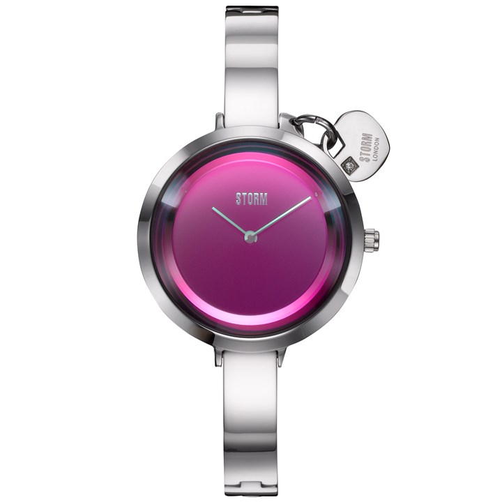 Storm Mera Silver Lazer Purple Stainless Steel Watch In White