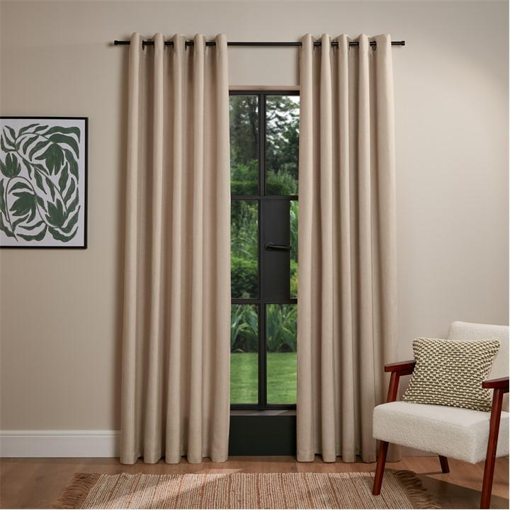 HOMELIFE BASKETWEAVE LINED PAIR OF CURTAINS