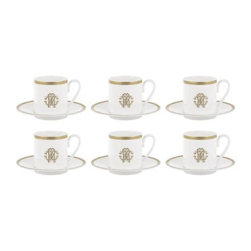 Roberto Cavalli Home - Gold Espresso Cups and Saucers - Set of 6