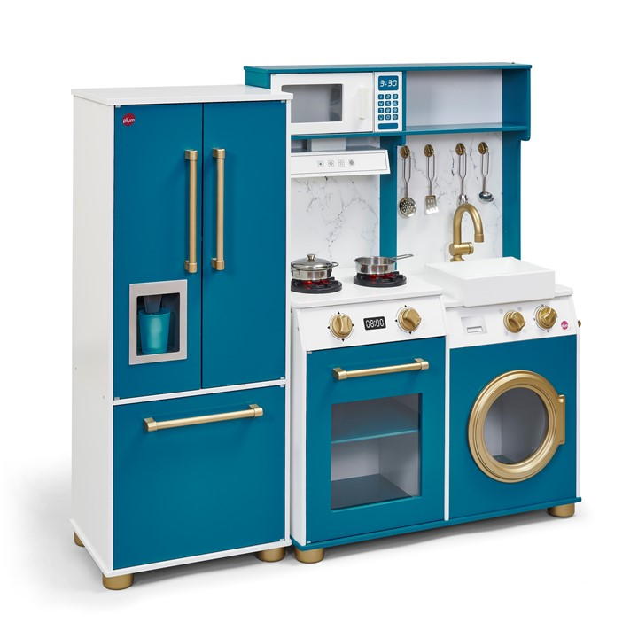 Plum Play Plum Bakehouse Traditional Wooden Kitchen with Fri - Blue