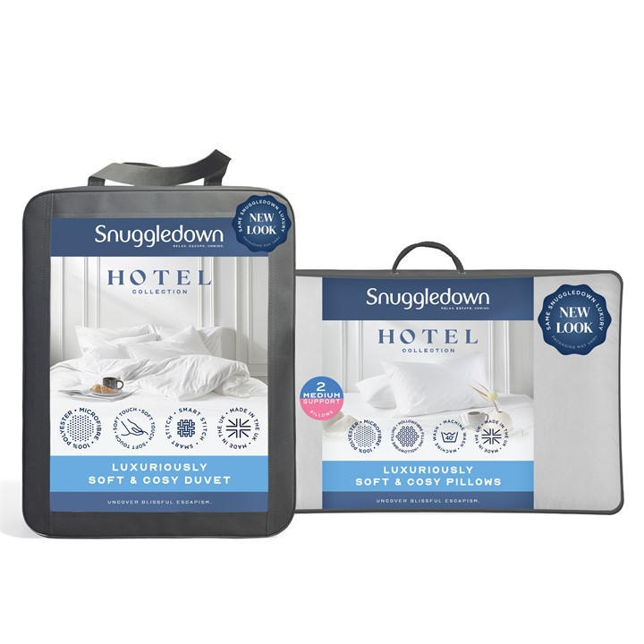 Snuggledown Unisex White Hotel Embossed 4.5 Tog Duvet Bundle Superking