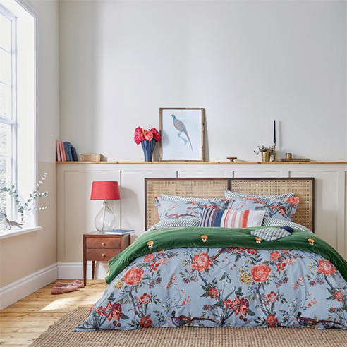 Joules - Chinoise Floral Cotton Duvet Cover Set Blue
