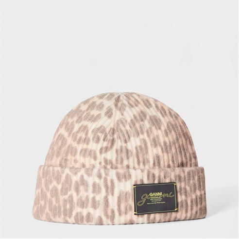 GANNI - Women's Leopard Beanie