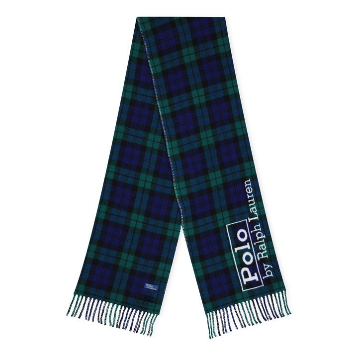 Polo Ralph Lauren Knitted Tarten Scarf In Blue