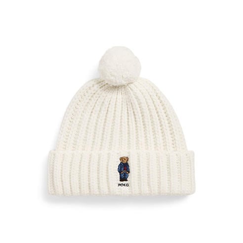 POLO RALPH LAUREN - Bear Rib Pom Pom Beanie