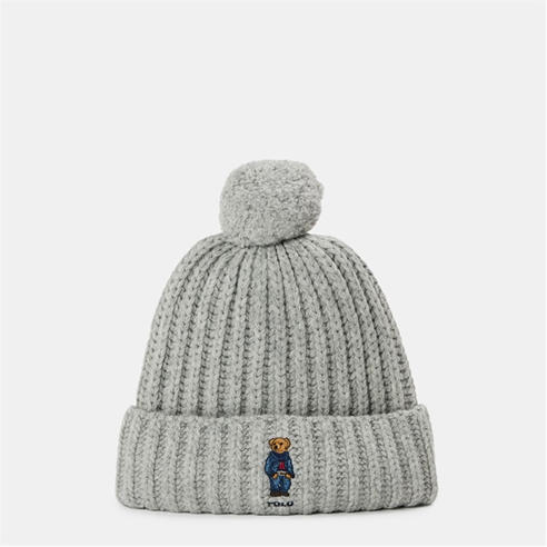 POLO RALPH LAUREN - Bear Rib Pom Pom Beanie
