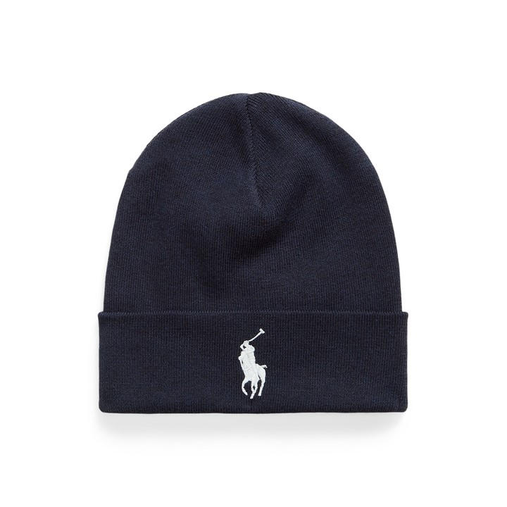 Navy Hthr/Cream - Polo Ralph Lauren - Combed Cotton Beanie