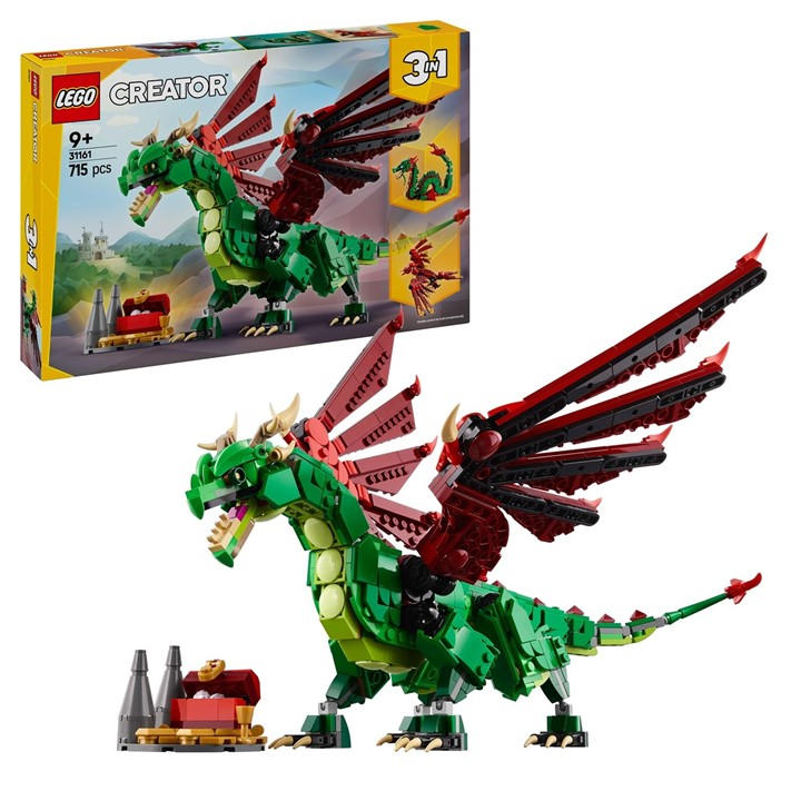Lego Unisex Multi Creator 31161 3In1 Medieval Dragon Toy Playset -