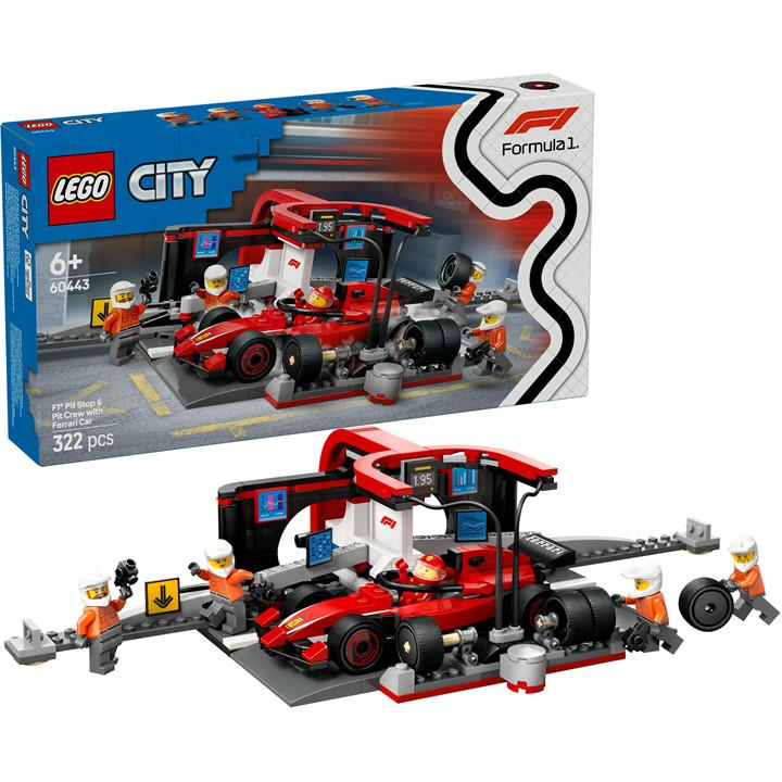 Lego Unisex Multi City F1 Pit Stop & Pit Crew With Ferrari Car 60443