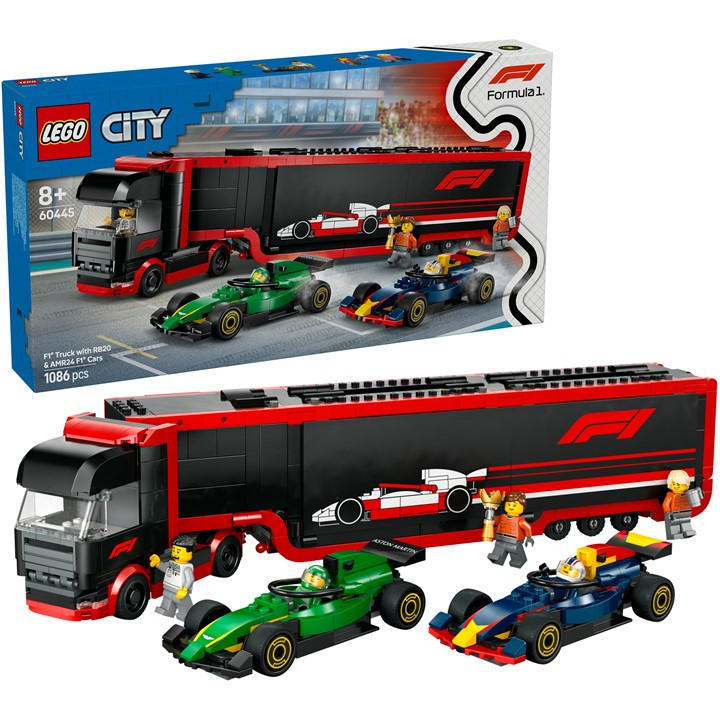 Lego Unisex Multi City F1 Truck With Rb20 & Amr24 F1 Cars 60445