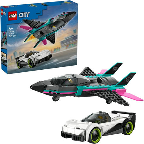LEGO - City Jet vs. Car Toy – Vehicle Model Kit for Kids 60489