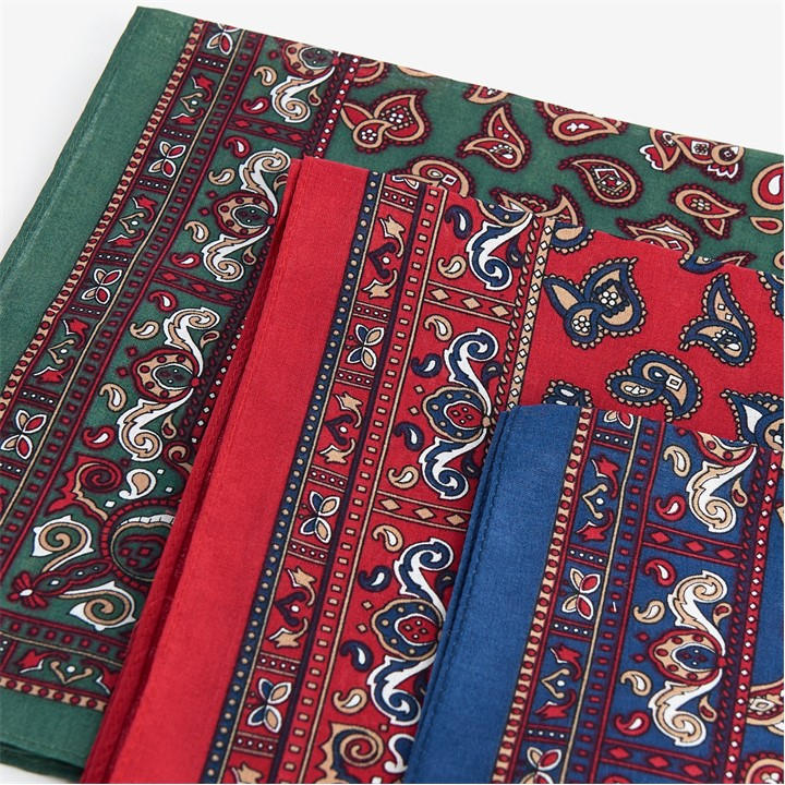 Barbour Paisley Handkerchiefs Gift Box Set Green/Red Mi11 FRASERS