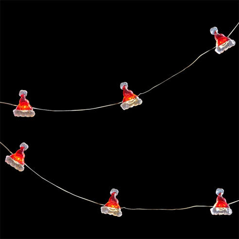 The Spirit Of Christmas - 2.2m Battery Operated Santa Hat LED String Lights
