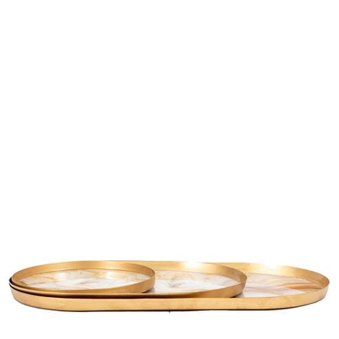 Gallery - Sahara Round Marbled Tray (Set of 3)