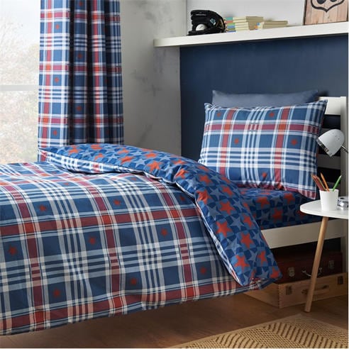 Catherine Lansfield Kids - Stars And Check Duvet Cover Set