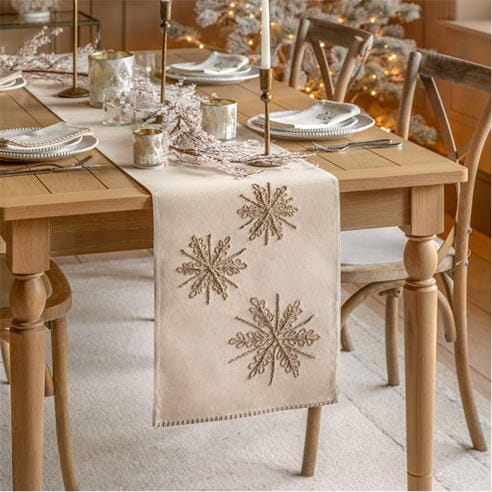 Gallery - Snowflake Embroidered Cotton Table Runner 36 x 180 cm
