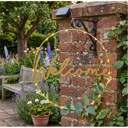 Linea - Welcome Hanging Sign With Solar Light 63