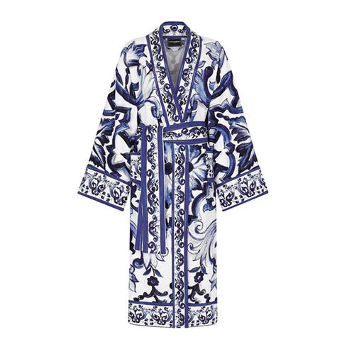 Dolce and Gabbana Casa - Blu Mediterraneo Bathrobe - All Over Print