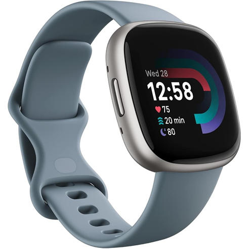 Fitbit - 4 Fitness Smartwatch with built-in GPS and up to 6 days battery life Waterfall Blue/Platinum