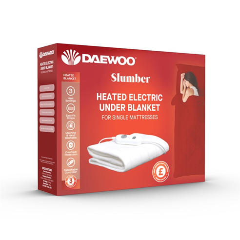 Daewoo Electricals - Single 3 Heat Settings Energy Efficient Machine Washable Electric Blanket