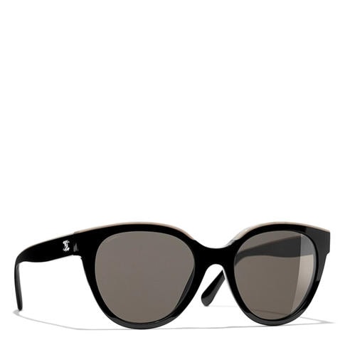 CHANEL - CHANEL ROUND BLACK CC SUNGLASS