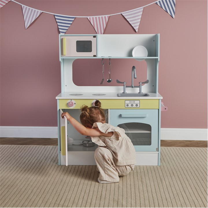 Tooky Toy Wooden 2 in 1 Kitchen and Cafe - Multi