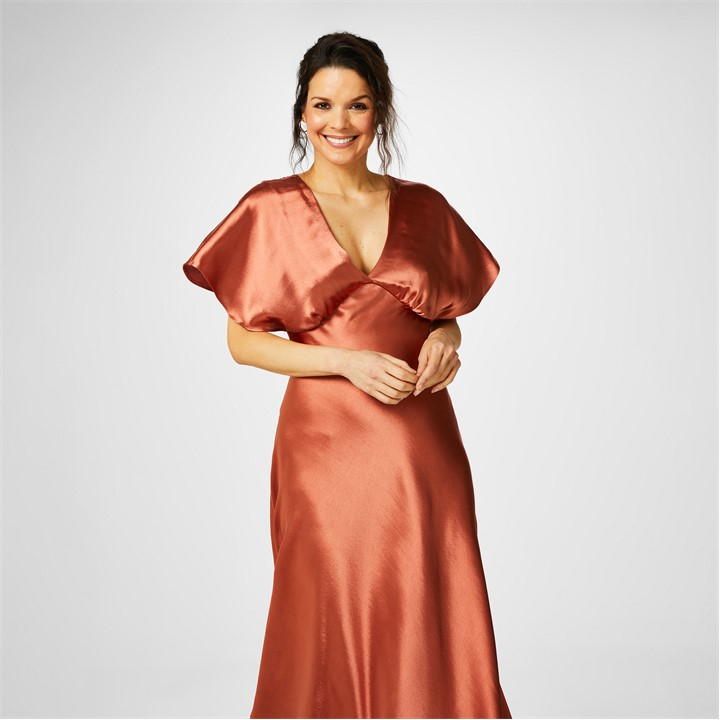 Biba Biba Bridesmaid Satin Maxi Dress - Orange