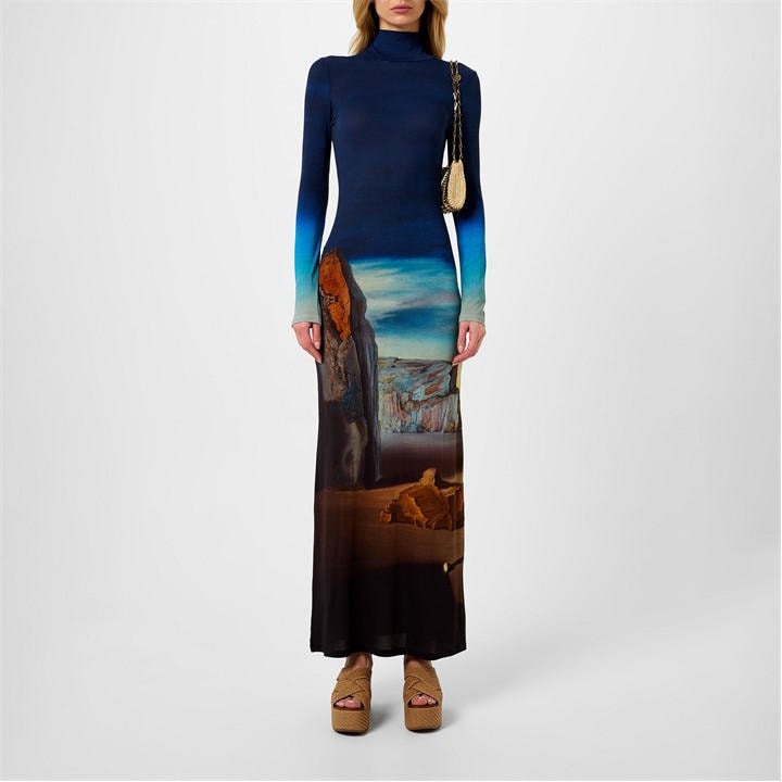 RABANNE SALVADOR DALI PRINT MAXI DRESS