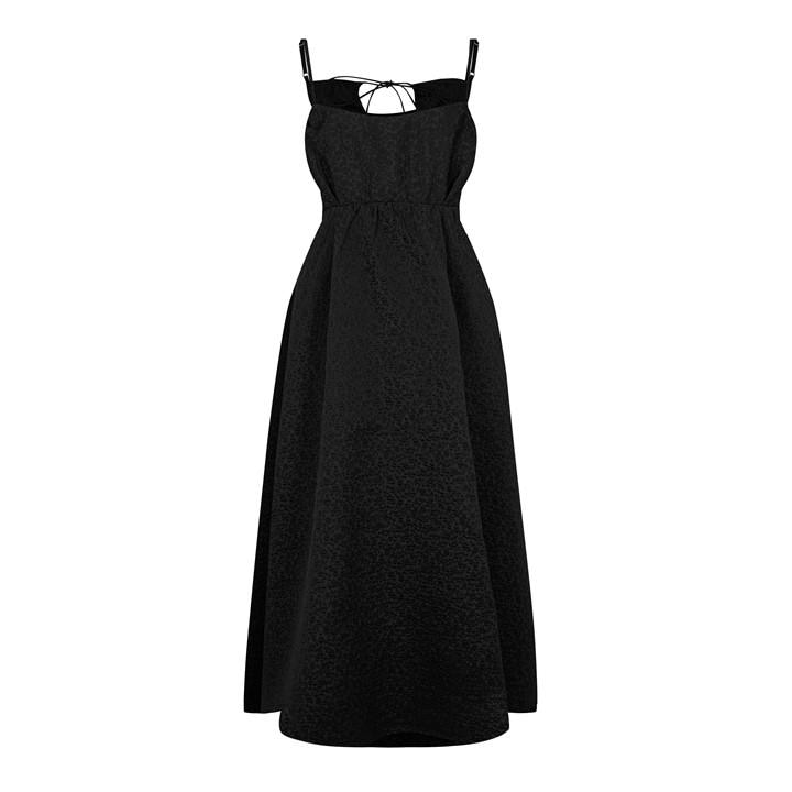 RACHEL GILBERT Theo Gathered Midi Dress - Black