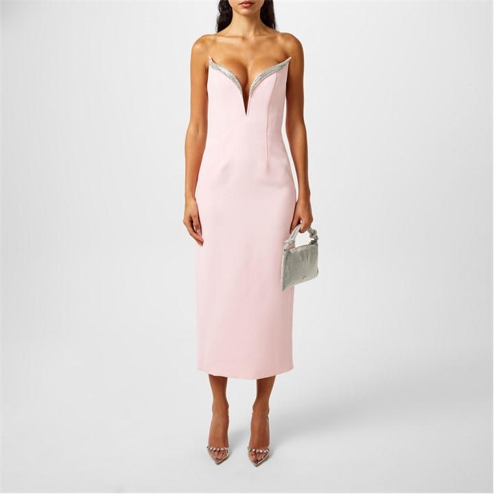 DAVID KOMA Womens Crystal Wing Midi Dress - Pink