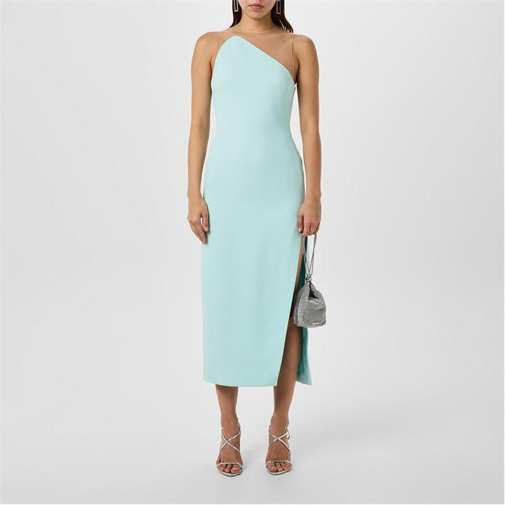 DAVID KOMA Asymmetric Midi Dress - Blue