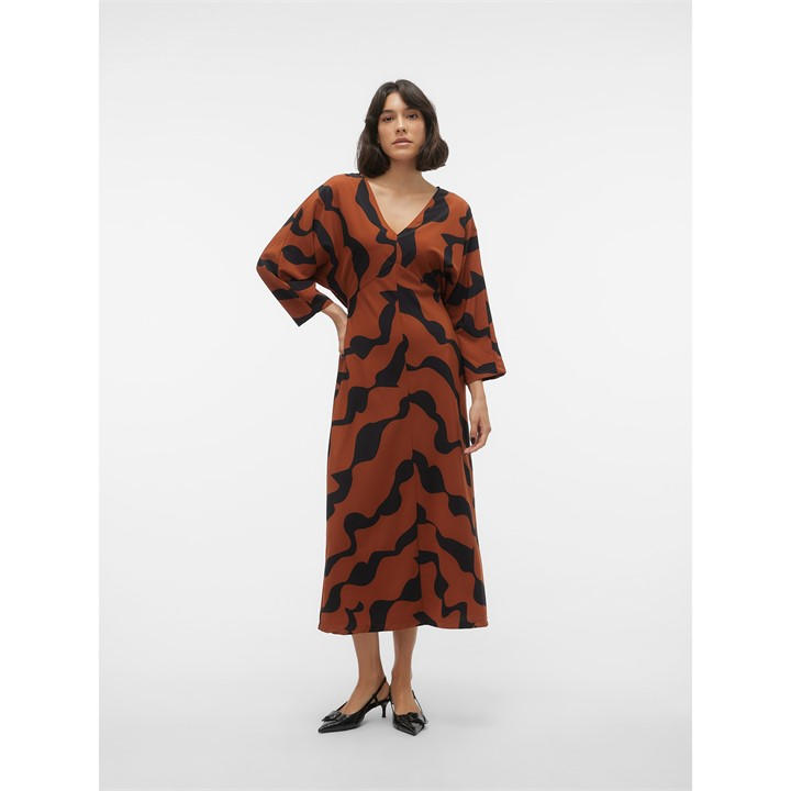 Vero Moda Three Quartervnck Drss Ld99 In Brown