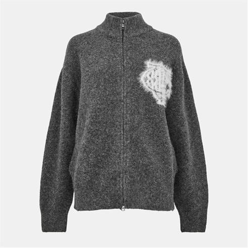 THE COUTURE CLUB - Womens Fluffy Knit Zip-Through